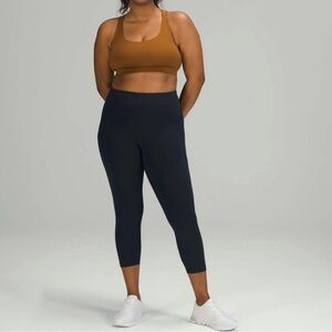 Lululemon Power Thru High Rise Crop Navy Blue Leggings Size 12